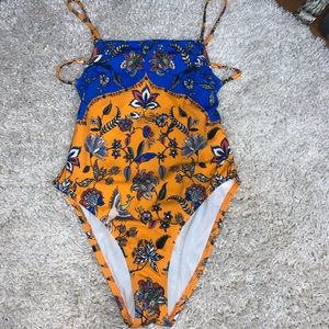 Urban Outfitters Patterned One Piece w/ Open Back